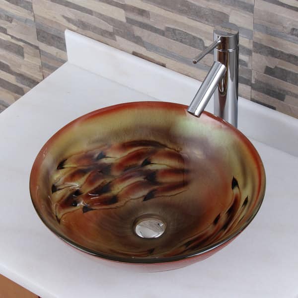 Ocean Star Tempered Glass Bathroom Vessel Sink/ Faucet Combo