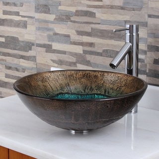 Elite Modern Design Tempered Glass Bathroom Vessel Sink and Faucet ...