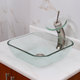 preview thumbnail 9 of 15, Transparent Square Tempered Glass Bathroom Vessel Sink withWaterfall Faucet Combo