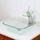 preview thumbnail 2 of 15, Transparent Square Tempered Glass Bathroom Vessel Sink withWaterfall Faucet Combo