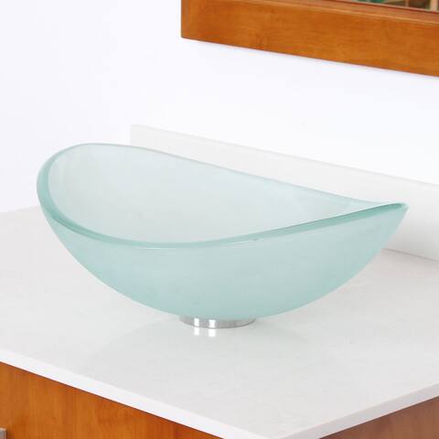 Unique Oval Frosted Tempered Glass Bathroom Vessel Sink