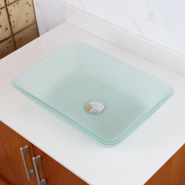 Shop Rectangle Frosted Tempered Glass Bathroom Vessel Sink