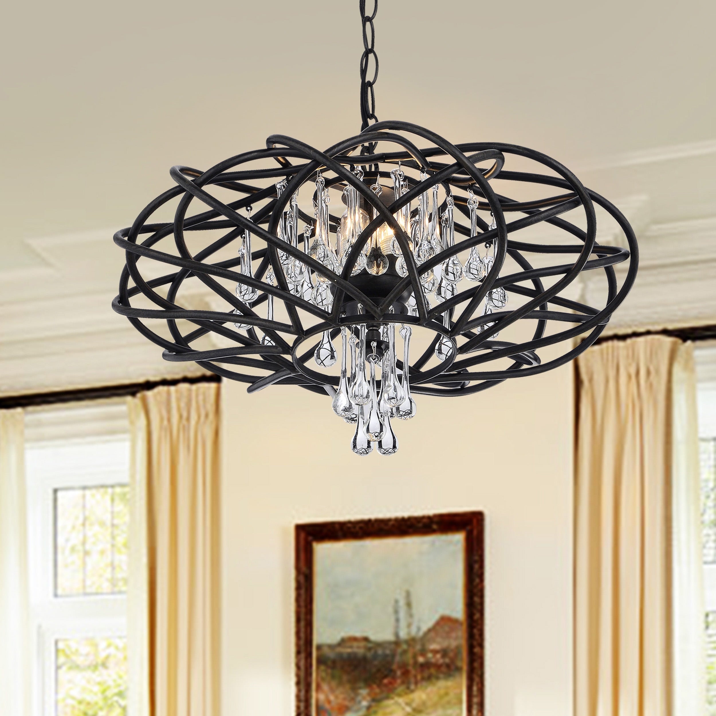 yanira antique black ironwork crystal pendant chandelier