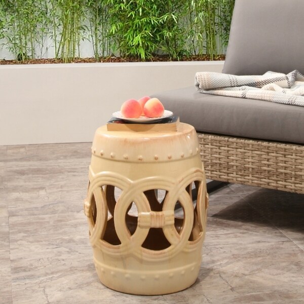 Abbyson Moroccan Beige Garden Stool