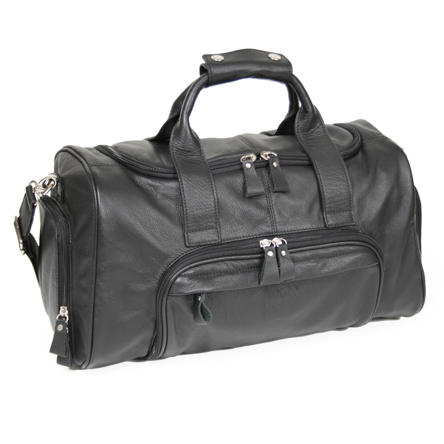 Black One Size Royce Leather Luxury Travel Weekender Duffel Bag Handcrafted in Colombian Leather