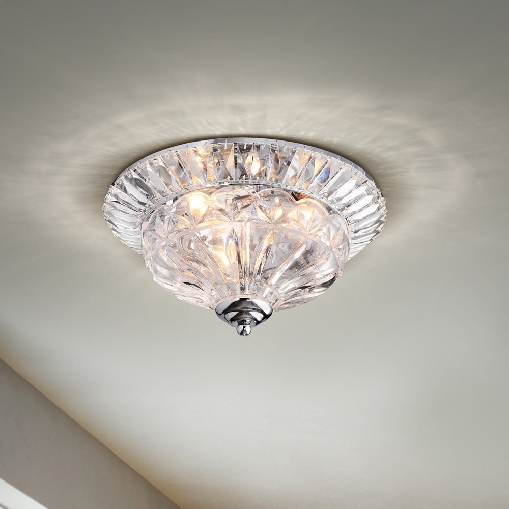 Graciela 3-light Chrome/Crystal Flush Mount Chandelier