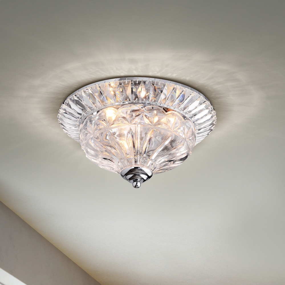 Graciela 3-light Chrome/Crystal Flush Mount Chandelier - Chrome