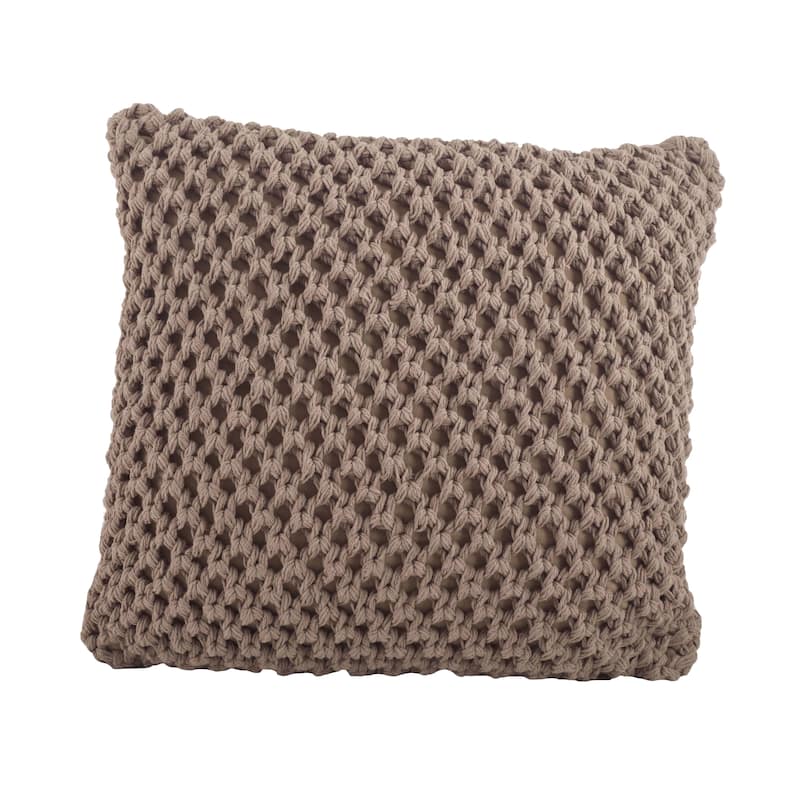 Knitted 20-inch Down Filled Throw Pillow - Mocha