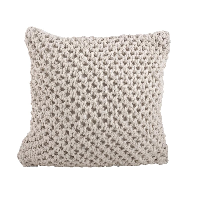 Knitted 20-inch Down Filled Throw Pillow - Vanilla