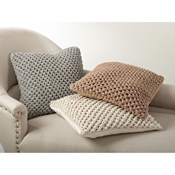 Knitted 20-inch Down Filled Throw Pillow - On Sale - Overstock - 10085881