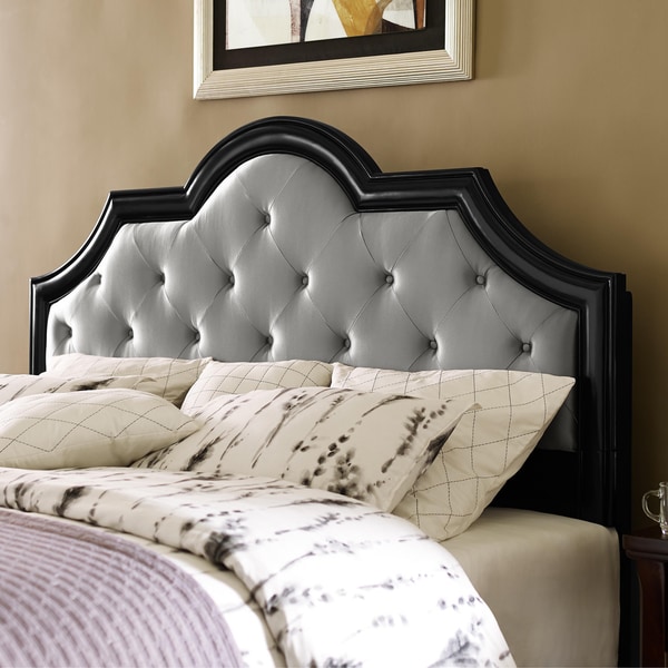 Black and Silver King/California King Size Upholstered Tufted Headboard