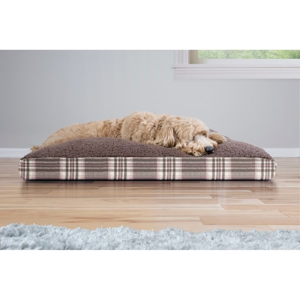 Shop FurHaven Faux Sheepskin and Plaid Deluxe Pillow Pet Bed Free Shipping On Orders Over 45
