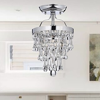 Claudia Chrome Semi-Flush Mount Crystal Chandelier (Chrome, Semi-Flush Mount ,Crystal, Chandelier) - Chandeliers For Bedrooms by Overstock.com