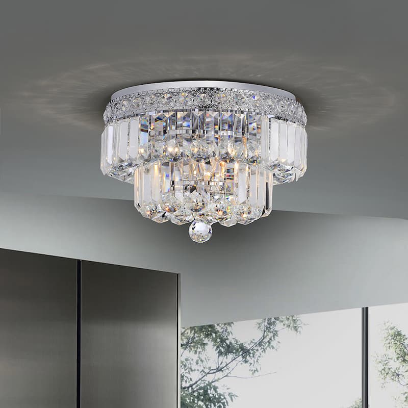 Silver Orchid Taylor Chrome Two Tier Crystals Flush Mount