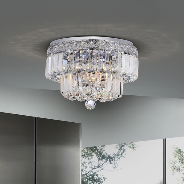 Silver Orchid Taylor Chrome Finish Two Tier Crystals Flush Mount Chandelier