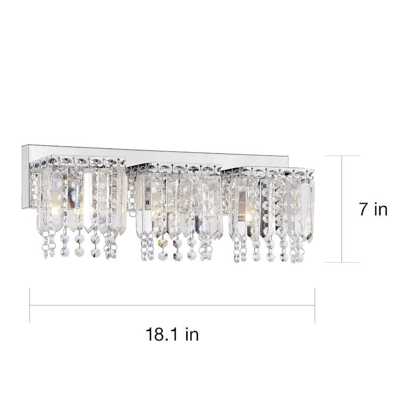 Evelyn 3-light Crystal Strand Wall Sconce in Chrome Finish