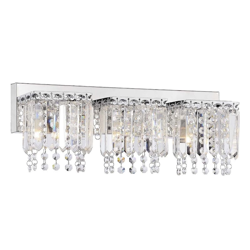 Evelyn 3-light Crystal Strand Wall Sconce in Chrome Finish