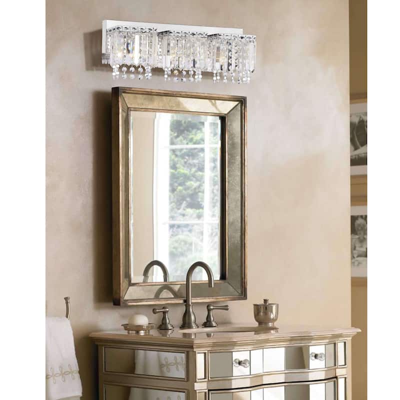 Evelyn 3-light Crystal Strand Wall Sconce in Chrome Finish