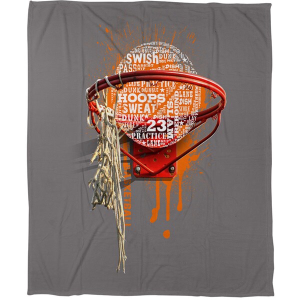 Basketball Words in Hoop Coral Fleece Throw Overstock 10088437