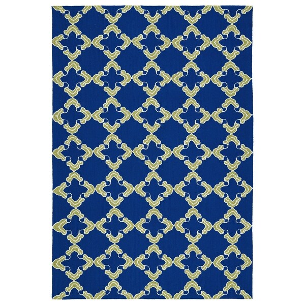 Indoor/Outdoor Handmade Getaway Navy Trellis Rug - 2' x 3'