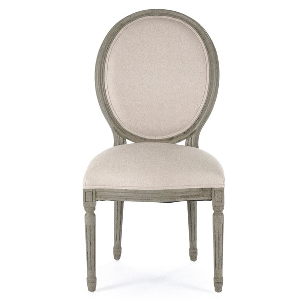 White/ Traditional Oak Round Back Medallion Side Chair