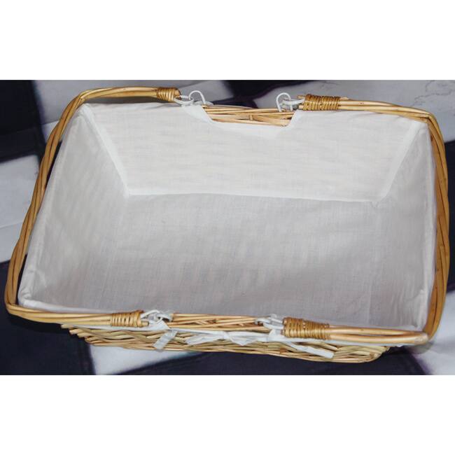 Rectangular Willow Basket with White Fabric Lining
