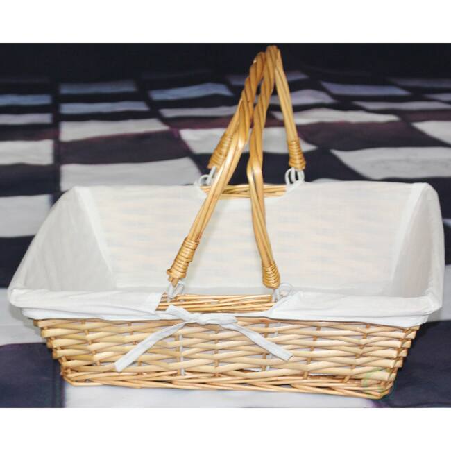 Rectangular Willow Basket with White Fabric Lining