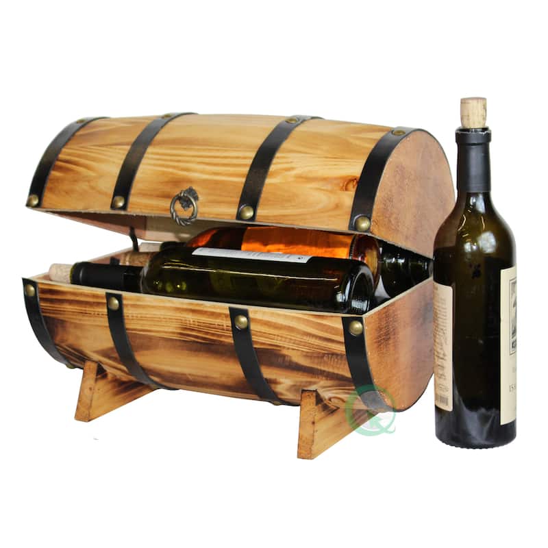 Wooden Barrel Treasure Chest - Brown