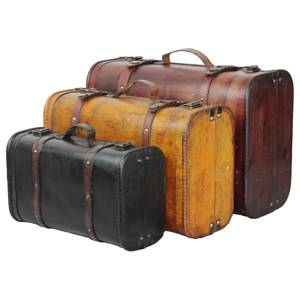 Carbon Loft Lochhead Vintage Decorative Suitcase Set of 3 On Sale Bed Bath Beyond 10088633