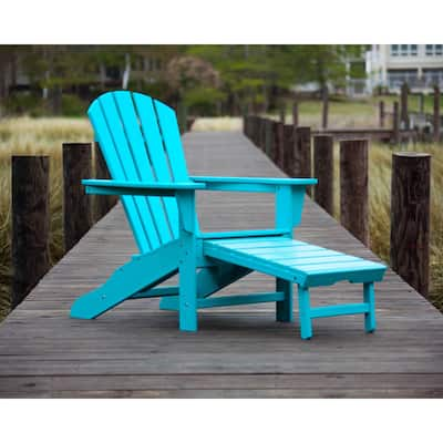 POLYWOOD Palm Coast Outdoor Ultimate Adirondack Chair with Hideaway Ottoman