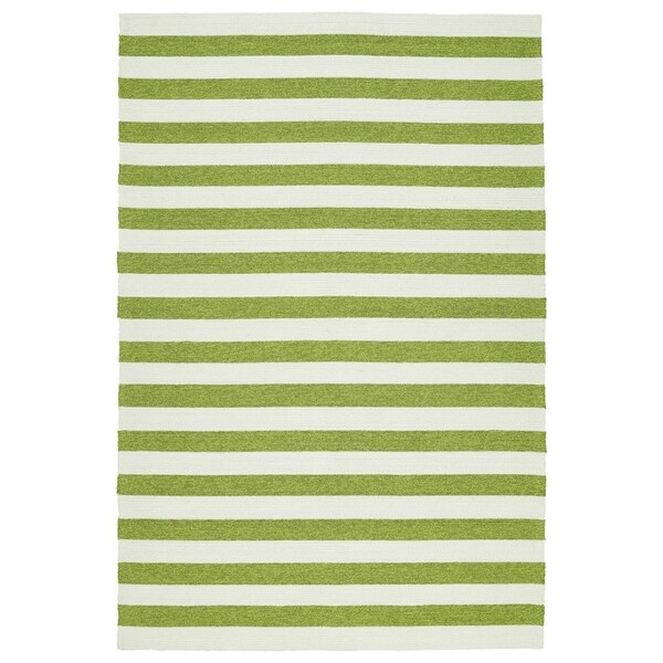 Handmade Indoor/ Outdoor Getaway Apple Green Stripes Rug - 8' x 10'