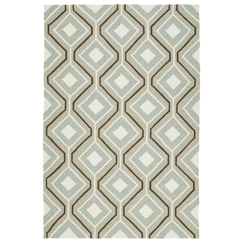 Handmade Indoor/ Outdoor Getaway Light Brown Geometric Rug (8' x 10') - 8' x 10'