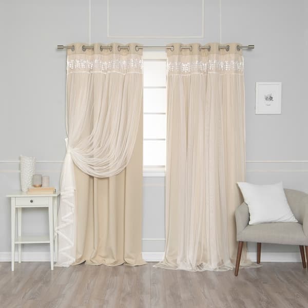 1 Pair Voile Sheer Window Dressing Curtain Grommet Total Width 280cm