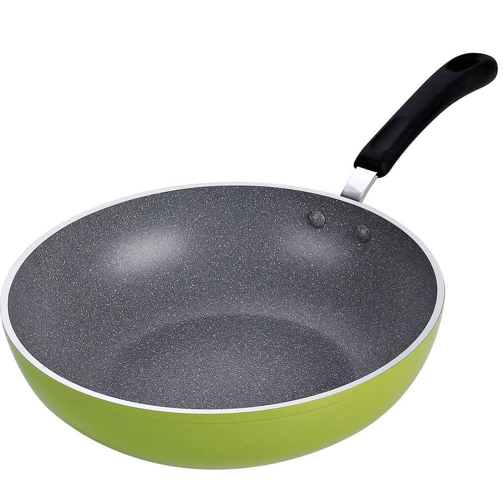 Cook N Home 12-Inch Nonstick Stir Fry Wok Pan, Green, 30cm, Induction Compatible