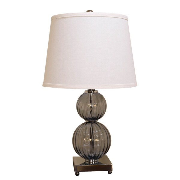 Somette Vanguard Series Blue Fluted Double Round Glass Table Lamp