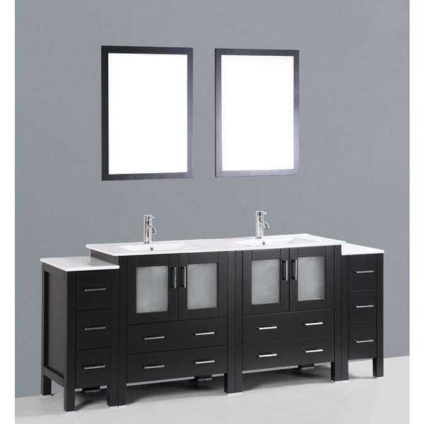 Shop Bosconi AB230U2S 84-inch Double Vanity with Mirrors and Faucets ...