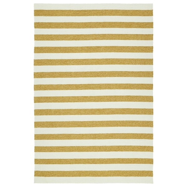 Handmade Indoor/ Outdoor Getaway Gold Stripes Rug - 2' x 3'