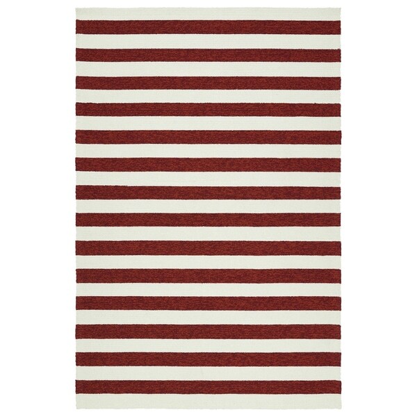 Handmade Indoor/ Outdoor Getaway Red Stripes Rug - 4' x 6'