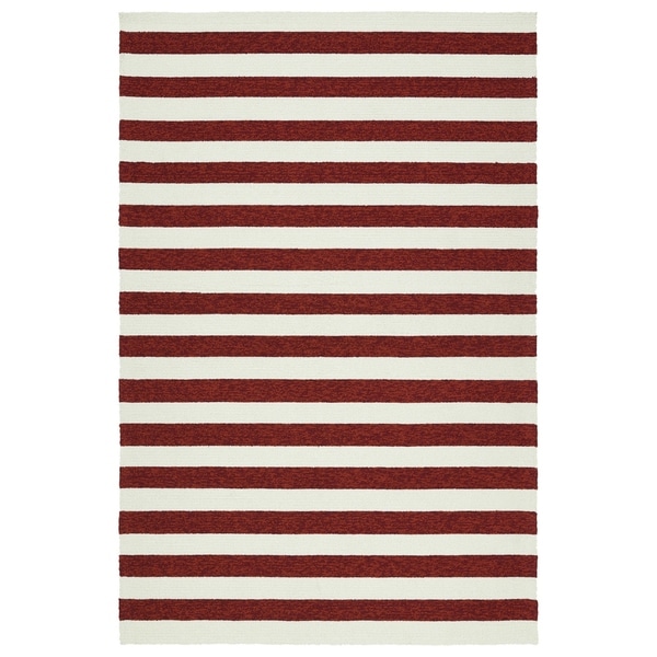 Handmade Indoor/ Outdoor Getaway Red Stripes Rug - 2' x 3'