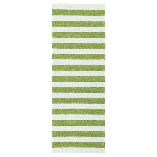 Handmade Indoor/ Outdoor Getaway Apple Green Stripes Rug (2' x 6') - 2' x 6'