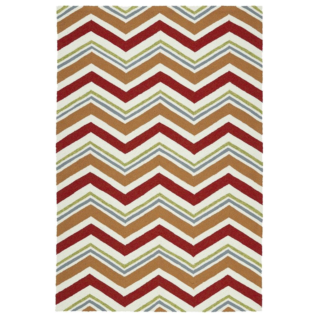 Handmade Indoor/ Outdoor Getaway Red Chevron Rug (2' x 3') - 2' x 3'