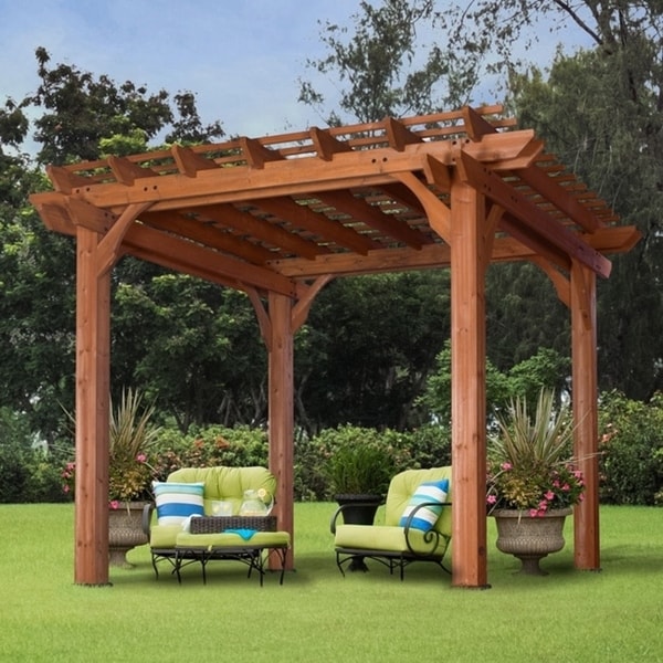 Shop Cedar Pergola 10' x 10' - Free Shipping Today - Overstock.com ...