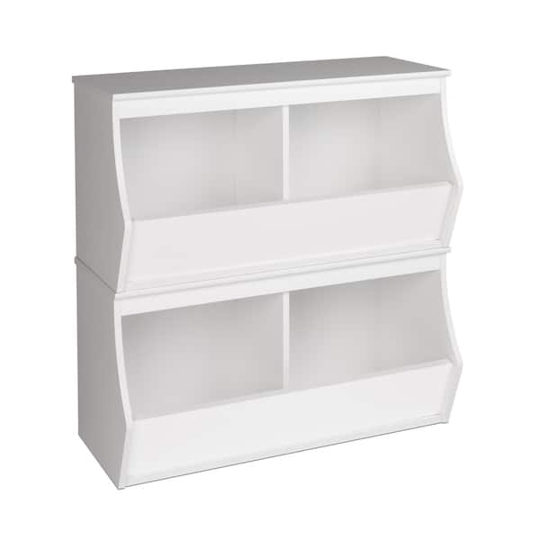 slide 2 of 7, Stacked 4-Bin Storage Cubby White