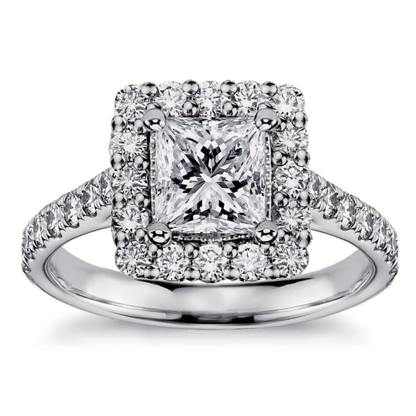 Shop White Gold 1 4/5ct TDW Princess-cut Square Halo Diamond Engagement ...