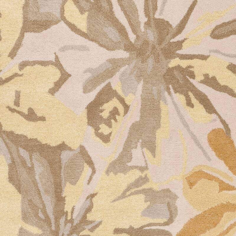 Handmade Putty Transitional Floral Wool Area Rug