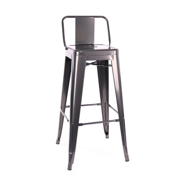 Amalfi Dark Gunmetal Steel Low Back 30 inch Barstool Set of 4