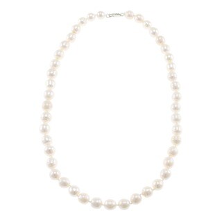 White Freshwater Pearl Knotted Necklace (9-10 mm)