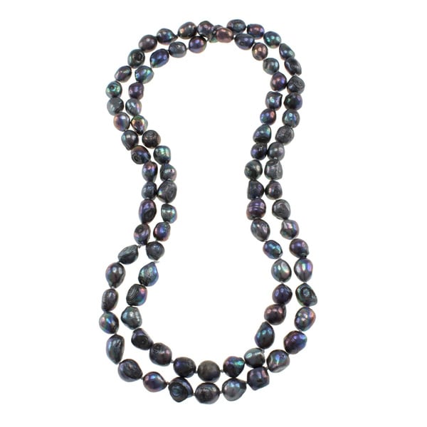 Grey Freshwater Pearl Knotted Endless Necklace (10-11 mm) - Free ...