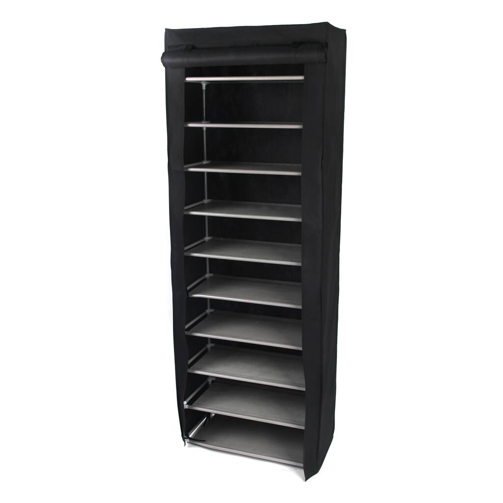 Black 10-tier Shoe Rack