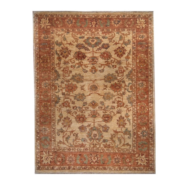 Herat Oriental Afghan Hand-knotted Oushak Wool Rug (6'5 x 8'7)